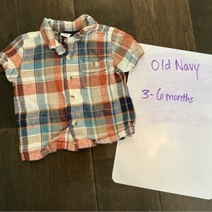 Old Navy Blue and Orange Button Down Shirt
